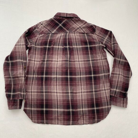 Carhartt Flannel Shirt Purple Plaid Button Up Cotton Workwear Womens Medium - Picture 2 of 9